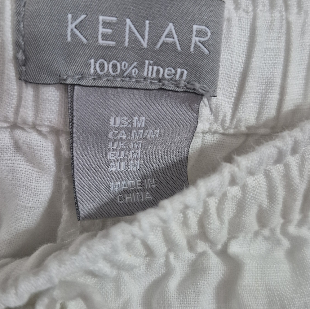Kenar White Lace Trim Linen Pants Size Medium - Picture 4 of 7
